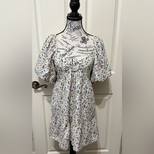 Sim & Sam Floral High Low Sundress with Puff Sleeves